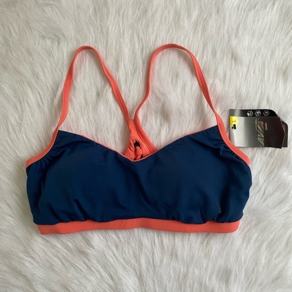 Avia‎ Swimsuit Womens Size Large (12-14) Wireless Reversible Lace Up Bikini Top